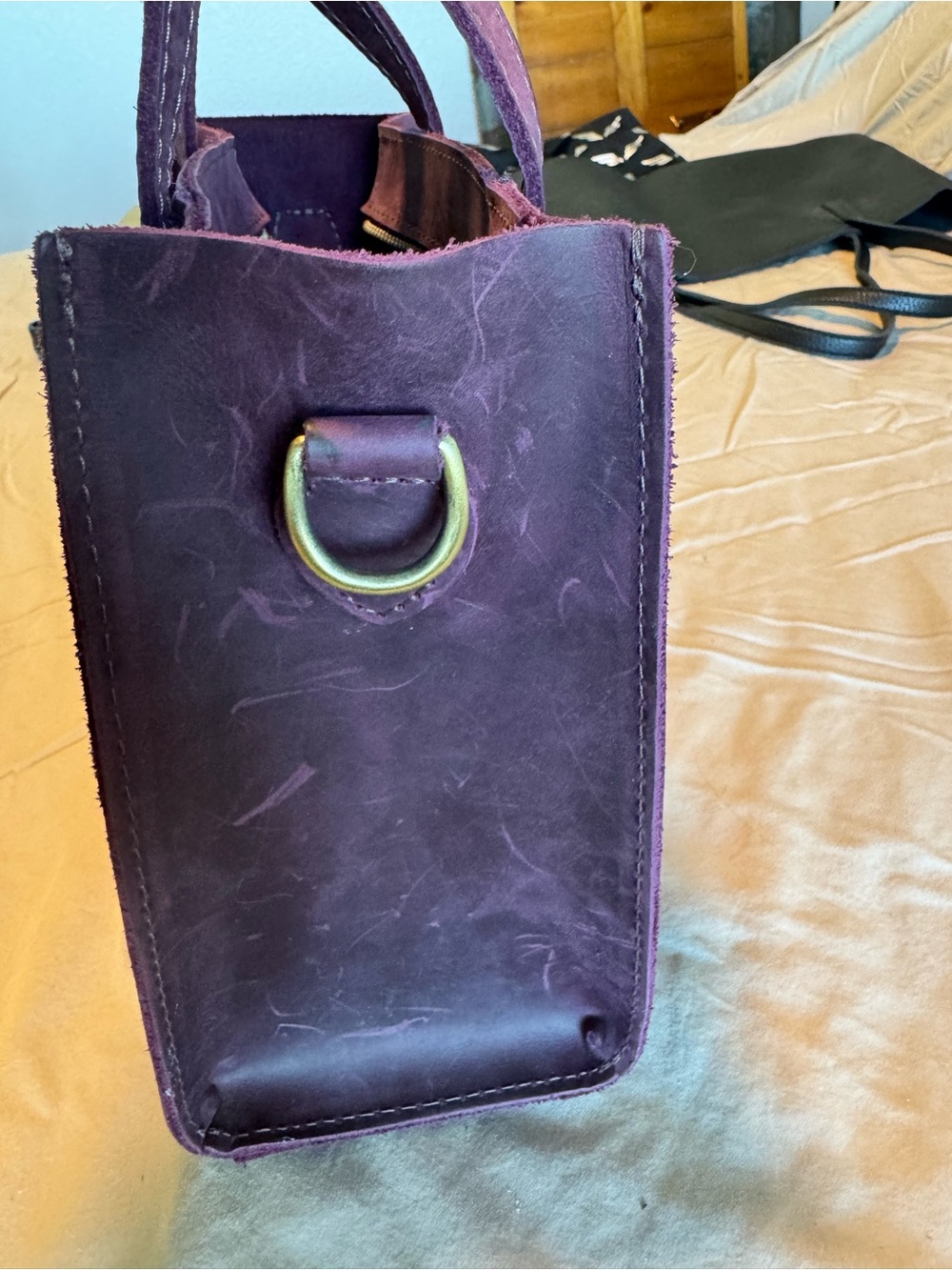 Portland Leather Goods Lola Zipper Crossbody Tote Larkspur Purple - Picture 6 of 14